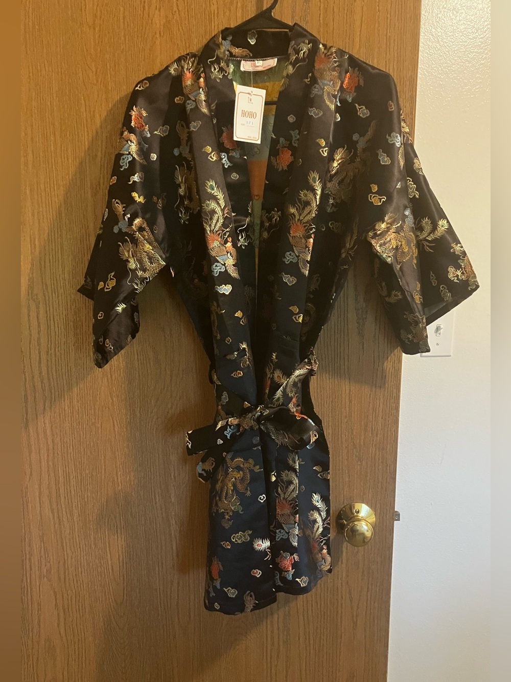 vintage satin dragon kimono robe